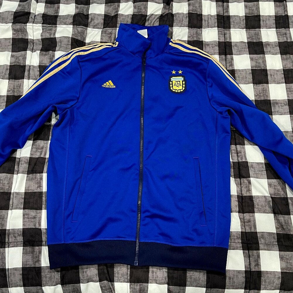 Argentina National Team Prematch Zip-Up Jacket - Adidas, Size Large, Blue